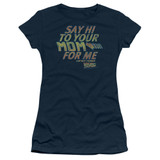 Back To The Future Say Hi Junior Women's T-Shirt Sheer Navy