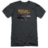 Back To The Future Time Machine Adult 30/1 T-Shirt Charcoal