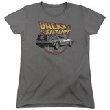 Back To The Future Time Machine Women's T-Shirt Charcoal
