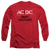 AC/DC High Voltage Stencil Adult Long Sleeve T-Shirt Red