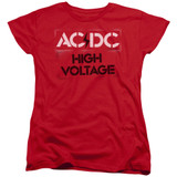 AC/DC High Voltage Stencil Women's T-Shirt Red