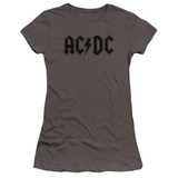 AC/DC Worn Logo HBO Junior Women's Sheer T-Shirt Charcoal