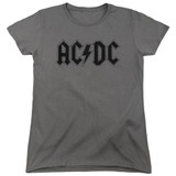 AC/DC Worn Logo Women's T-Shirt Charcoal