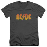 AC/DC Logo Adult V-Neck T-Shirt Charcoal