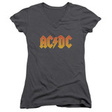 AC/DC Logo Junior Women's V-Neck T-Shirt Charcoal