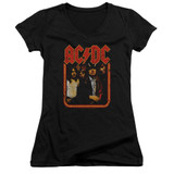 AC/DC Group Distressed Junior Women's V-Neck T-Shirt Black