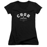 CBGB Classic Logo Junior Women's V-Neck T-Shirt Black
