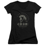 CBGB Electric Skull Junior Women's V-Neck T-Shirt Black