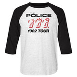 The Police 1982 Tour White/Black Adult Baseball Raglan T-Shirt