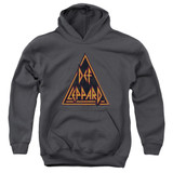 Def Leppard Distressed Logo Youth Pullover Hoodie Sweatshirt Charcoal