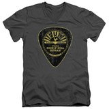 Sun Records Guitar Pick S/S Adult V Neck T-Shirt Charcoal