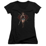 Wonder Woman Movie Warrior Junior Women's T-Shirt V Neck Black