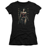 Wonder Woman Movie Armed and Dangerous S/S Junior Women's T-Shirt Sheer Black