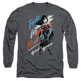 Wonder Woman Movie Fight For Peace Long Sleeve Adult 18/1 T-Shirt Charcoal