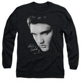 Elvis Presley Face Adult Long Sleeve T-Shirt Black