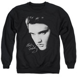 Elvis Presley Face Adult Crewneck Sweatshirt Black