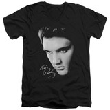 Elvis Presley Face Adult V-Neck T-Shirt Black