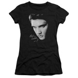 Elvis Presley Face Junior Women's Sheer T-Shirt Black