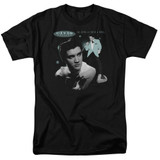 Elvis Presley Teal Portrait Adult 18/1 T-Shirt Black