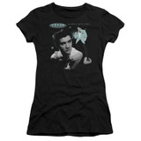 Elvis Presley Teal Portrait Junior Women's Sheer T-Shirt Black