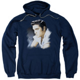 Elvis Presley Blue Profile Adult Pullover Hoodie Sweatshirt Navy