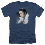 Elvis Presley Blue Profile Adult Heather T-Shirt Navy