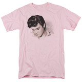 Elvis Presley Looking Down Adult 18/1 T-Shirt Pink