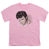 Elvis Presley Looking Down Youth T-Shirt Pink