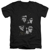 Elvis Presley Faces Adult V-Neck T-Shirt Black