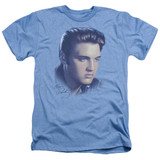 Elvis Presley Big Portrait Adult Heather T-Shirt Light Blue