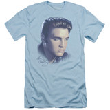 Elvis Presley Big Portrait Adult 30/1 T-Shirt Light Blue