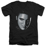 Elvis Presley Big Face Adult V-Neck T-Shirt Black