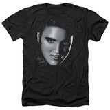 Elvis Presley Big Face Adult Heather T-Shirt Black