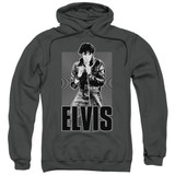 Elvis Presley Leather Adult Pullover Hoodie Sweatshirt Charcoal