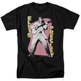 Elvis Presley Pink Rock Adult 18/1 T-Shirt Black