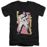 Elvis Presley Pink Rock Adult V-Neck T-Shirt Black