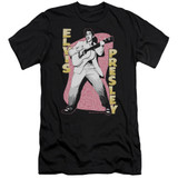 Elvis Presley Pink Rock Premuim Canvas Adult Slim Fit 30/1 T-Shirt Black