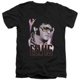 Elvis Presley 70's Star Adult V-Neck T-Shirt Black