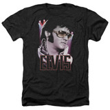 Elvis Presley 70's Star Adult Heather T-Shirt Black