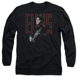 Elvis Presley Red Guitarman Adult Long Sleeve T-Shirt Black