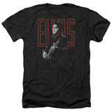 Elvis Presley Red Guitarman Adult Heather T-Shirt Black