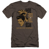 Sun Records Elvis And Rooster Premium Canvas Adult Slim Fit 30/1 T-Shirt Charcoal