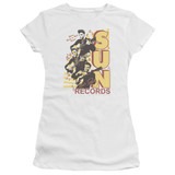 Sun Records Tri Elvis S/S Junior Women's T-Shirt Sheer White