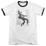 Elvis Presley Jailhouse Rock Adult Ringer T-Shirt White/Black