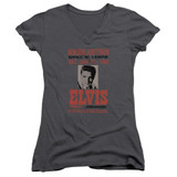 Elvis Presley Buffalo 1956 Junior Women's V-Neck T-Shirt Charcoal
