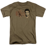 Elvis Presley At The Gates Adult 18/1 T-Shirt Safari Green