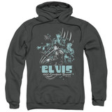 Elvis Presley 68 Leather Adult Pullover Hoodie Sweatshirt Charcoal