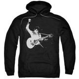 Elvis Presley Black And White Guitarman Adult Pullover Hoodie Sweatshirt Black