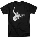 Elvis Presley Black And White Guitarman Adult 18/1 T-Shirt Black