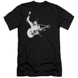 Elvis Presley Black And White Guitarman Premium Adult 30/1 T-Shirt Black